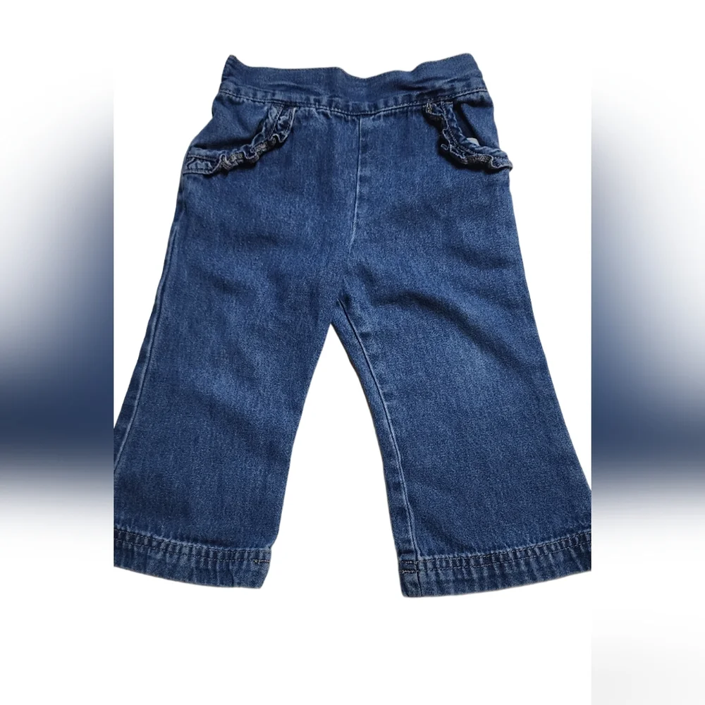 2 Items 1 Price Ruffled Top Denim Pants Girls Size 12 Months